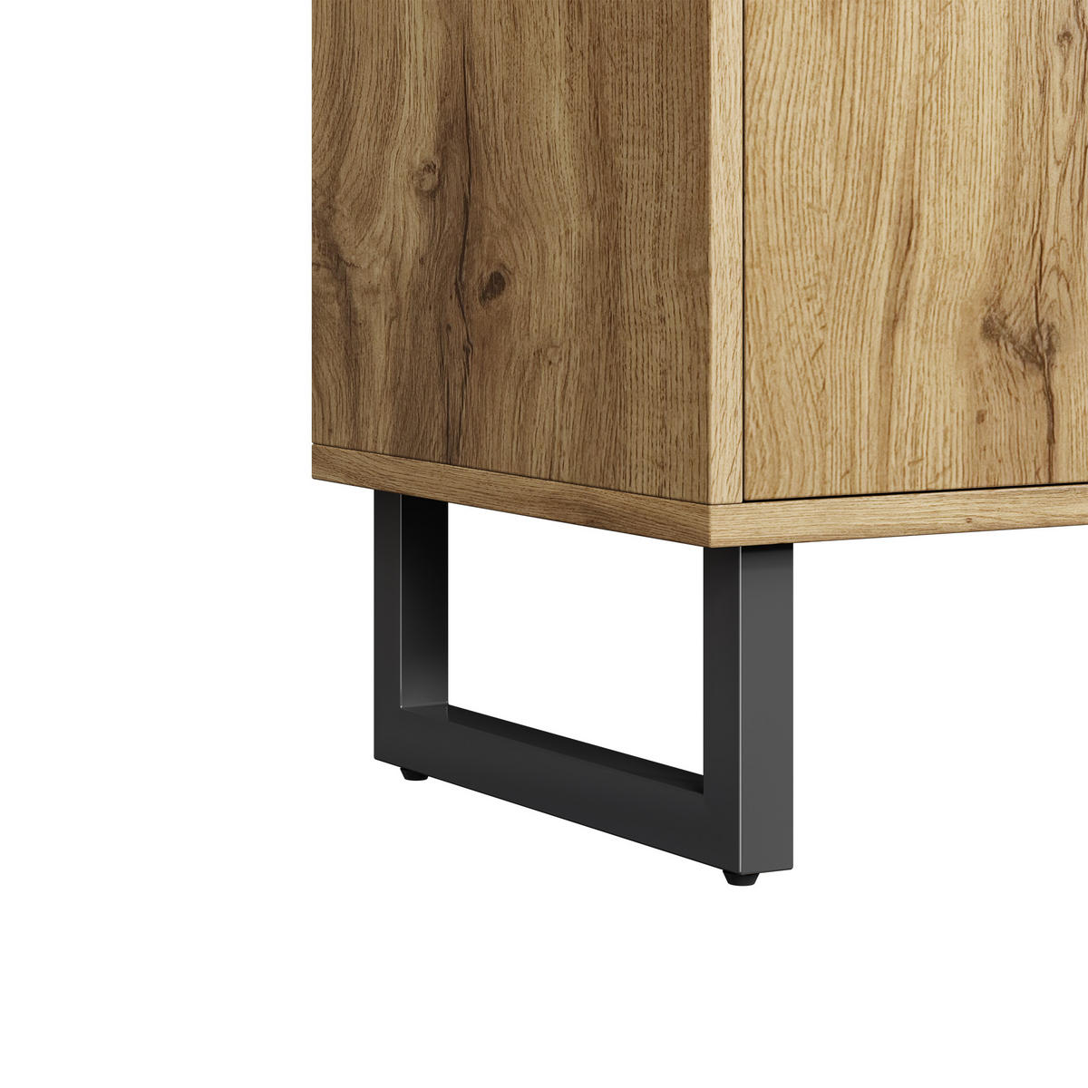 GARDEROBENSCHRANK in Naturfarben Garderobenschrank mit Schuhschrank und Schubladen für Flur, B110/T38/H186 cm - Schwarz/Naturfarben, Holzwerkstoff/Metall (110/186/38cm) - STILVORA