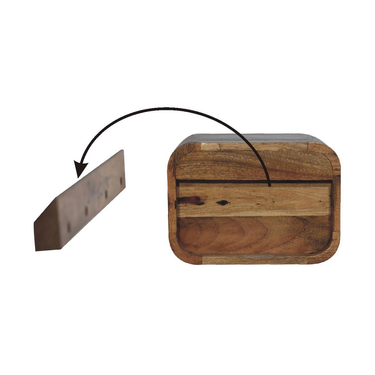 NACHTTISCH Levitate, Wandmontiert, 2 Schublade, Braun - Beige/Messingfarben, Holz/Metall (35/25/25cm) - Artisan Furniture