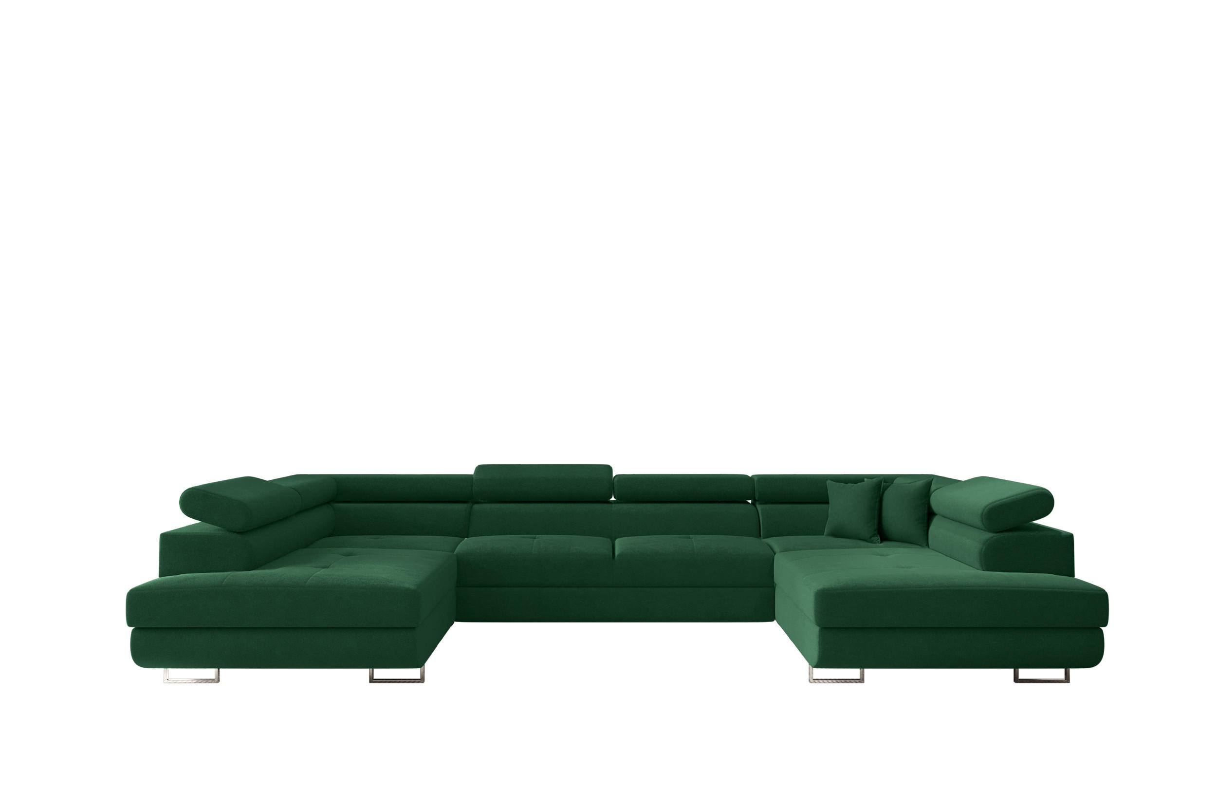 ECKSOFA Falio U-förmiges mit Schlaffunktion und Kopfstützen Velours Dunkelgrün - Dunkelgrün, Holz/Textil (202/345cm) - Kaiser Möbel