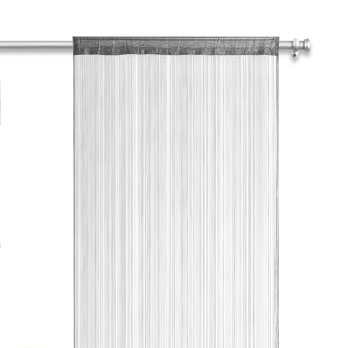 FADENVORHANG grau 245/90 cm Stangendurchzug kürzbar - Grau, Textil (90/245/1cm) - wometo