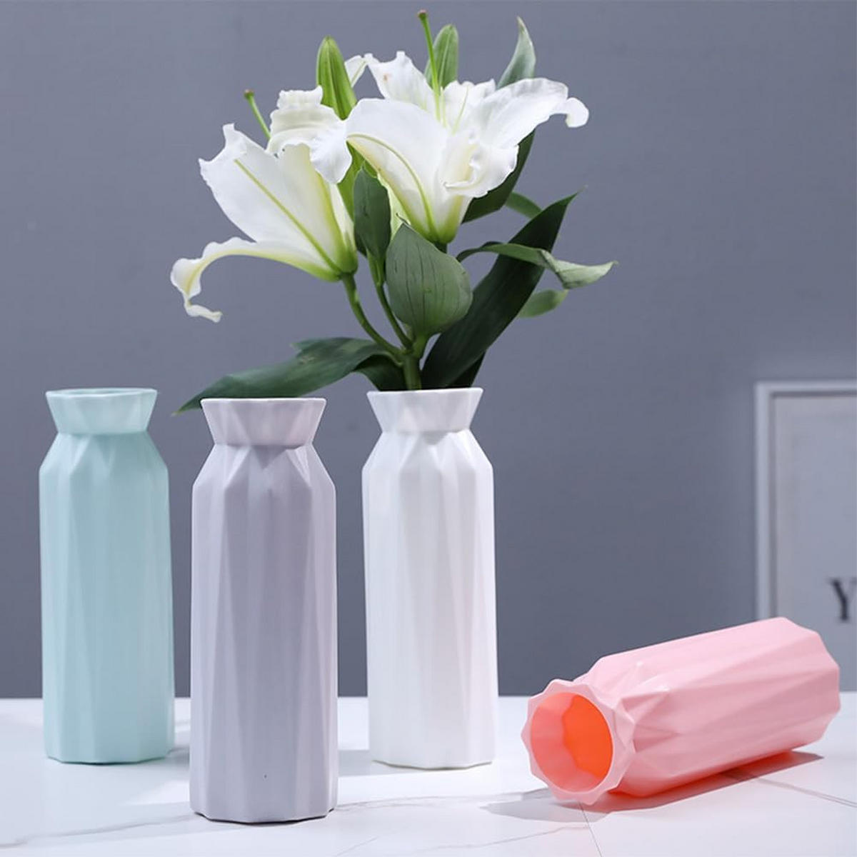VASE 5,5 x 5,5 x 20,5 cm Keramik - Weiß, Keramik (6cm) - LIBRATON