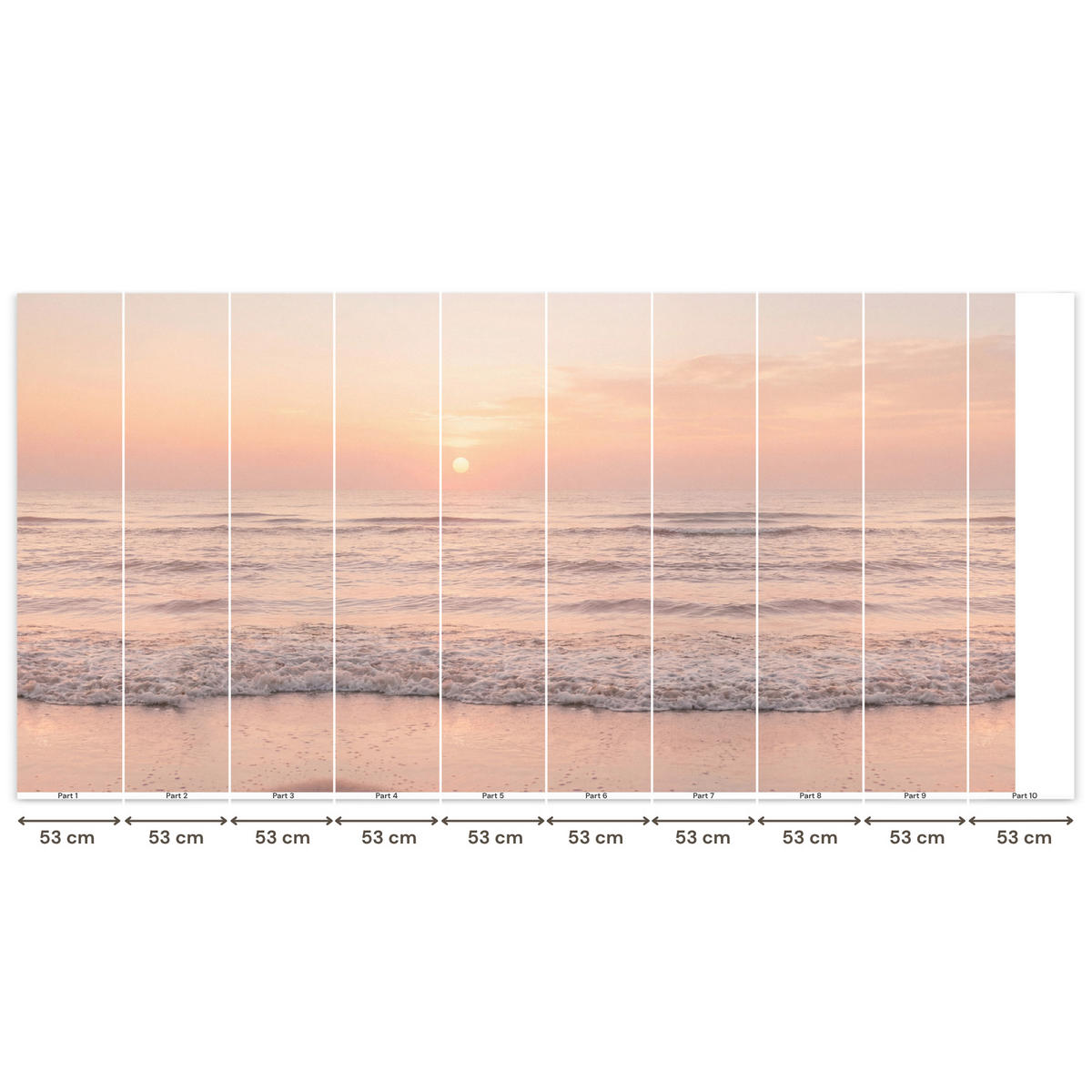 TAPETE - Sonne - Strand - Rosa - 500x260 cm - Hellrosa, Papier (500/260cm) - OnlyWow