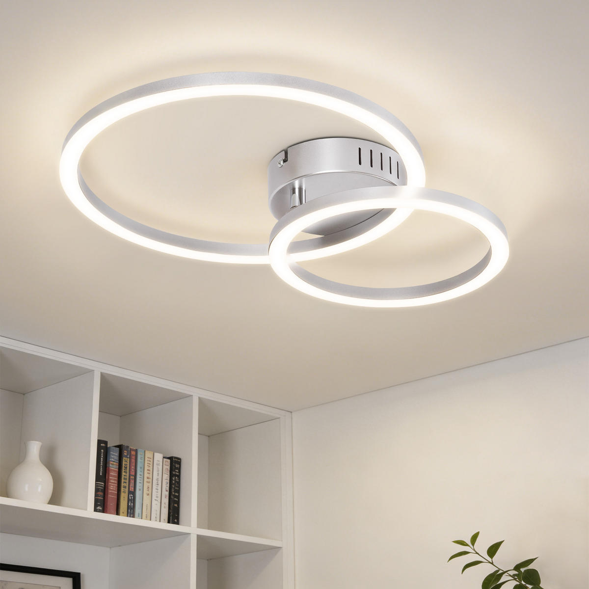 LED DECKENLEUCHTE Melenkir 40.5/30/6.7 cm - Silberfarben, Kunststoff (40.5/30/6.7cm) - ZMH