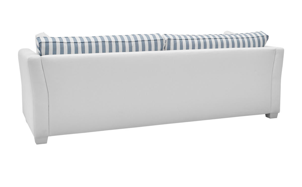 SOFA 3-Sitzer creme blau gestreift, Landhaus 240 cm, Couch inklusive Kissen - Blau/Creme, Holz/Textil (240/88/96cm) - Furn.Design
