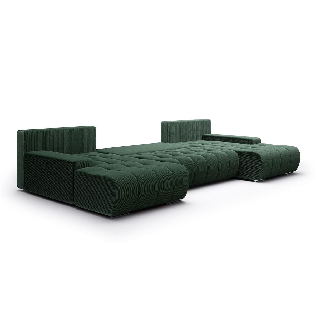 PANORAMASOFA Jonas 5 Sitzplätze Tannengrün - Grün, Holz (350/85/185cm) - Petits-meubles