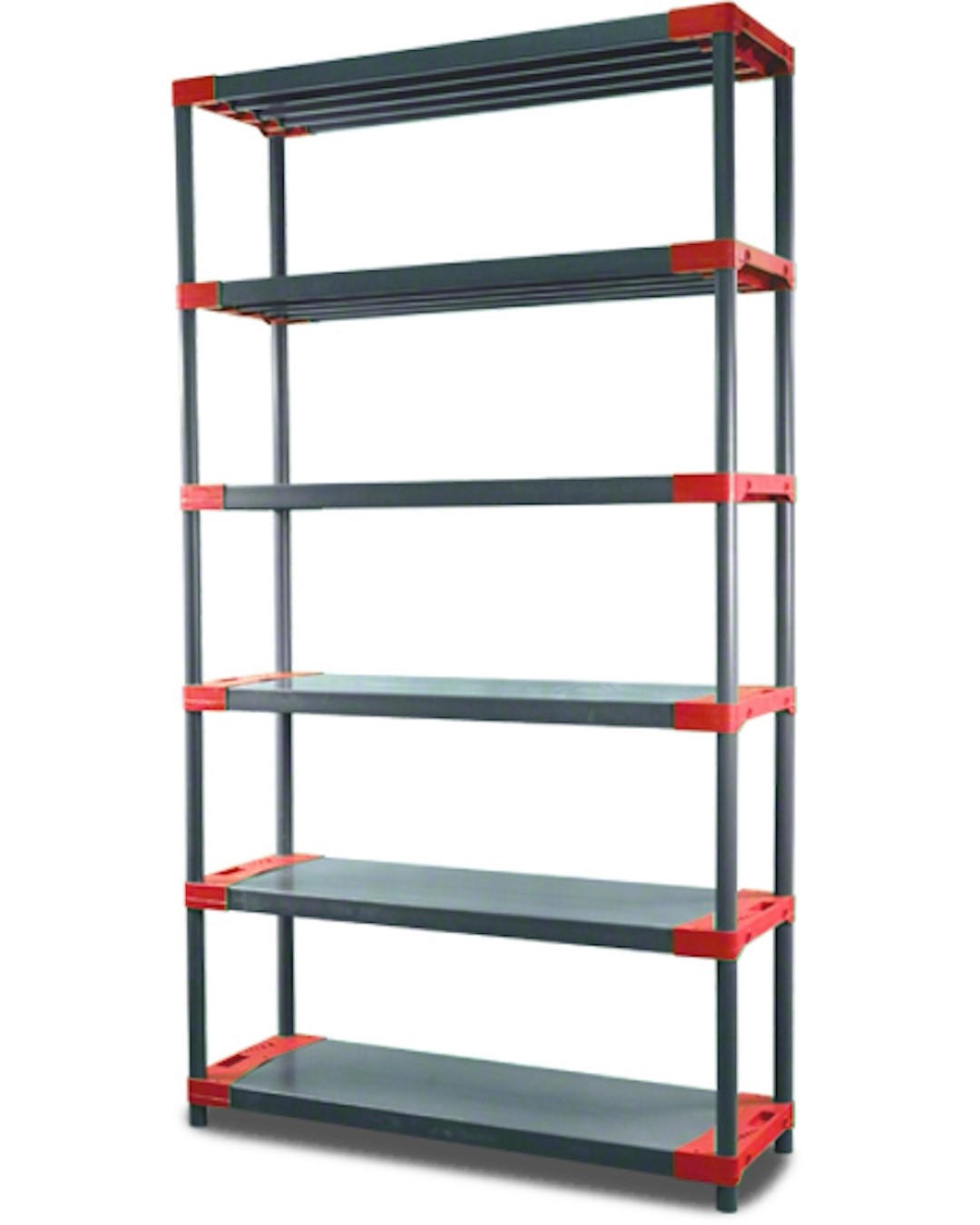 KUNSTSTOFFREGAL BIG GREY BEAR Extra-Tall 220x110x46cm Fachlast 160kg Grau-Rot - Rot, Kunststoff (110/222/46cm) - PROREGAL