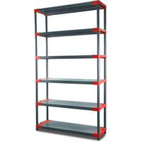 KUNSTSTOFFREGAL BIG GREY BEAR Extra-Tall 220x110x46cm Fachlast 160kg Grau-Rot - Rot, Kunststoff (110/222/46cm) - PROREGAL