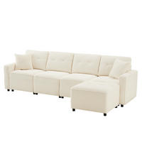 SOFA, 4-Sitzer, Stauraum, Hocker, Beige, 280x146x85cm - Beige, Textil (146/280cm) - FLIEKS