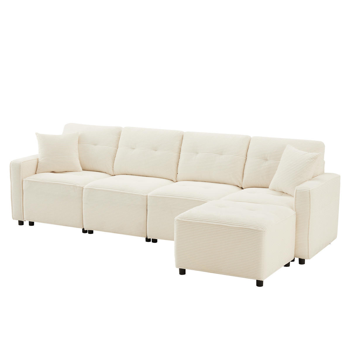 SOFA, 4-Sitzer, Stauraum, Hocker, Beige, 280x146x85cm - Beige, Textil (146/280cm) - FLIEKS