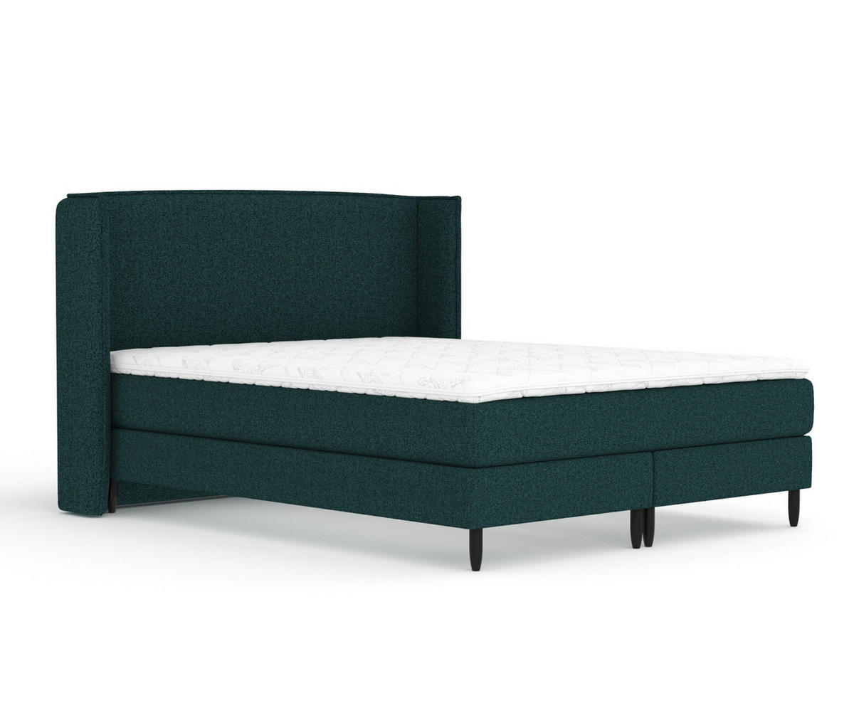 KONTINENTALBETT Ardis Grün 140/200 cm mit Matratze und Topper - Schwarz/Grün, Holz/Holzwerkstoff (140/200cm) - Maison de Reve