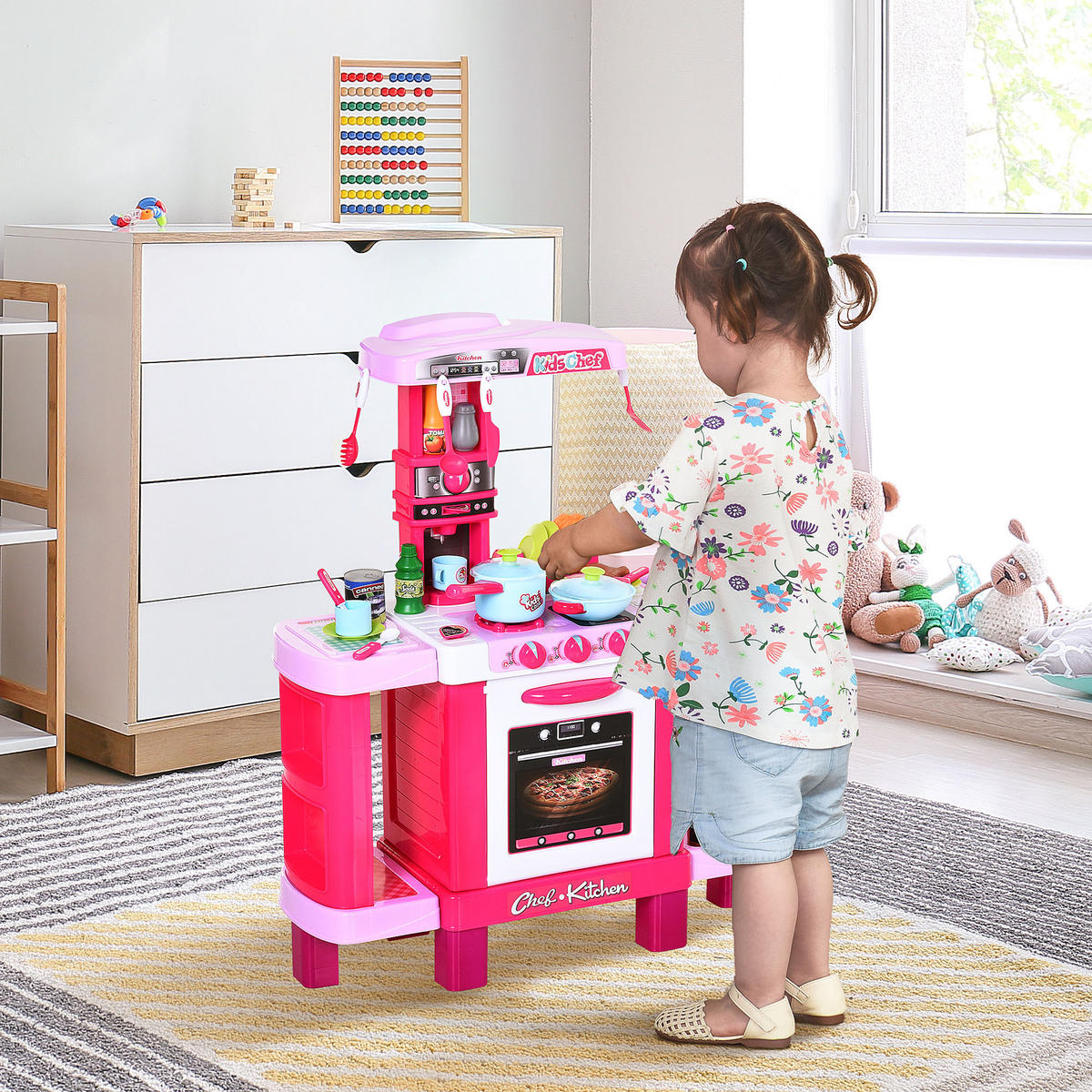 SPIELKÜCHE DE-18720 mit Licht & Sound, 38-teilig Rosa - Pink, Kunststoff (78/29/87cm) - ComfortXL