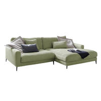 ECKSOFA CARA Grün Cord - Schwarz/Grün, Textil/Metall (272/190cm) - KAWOLA