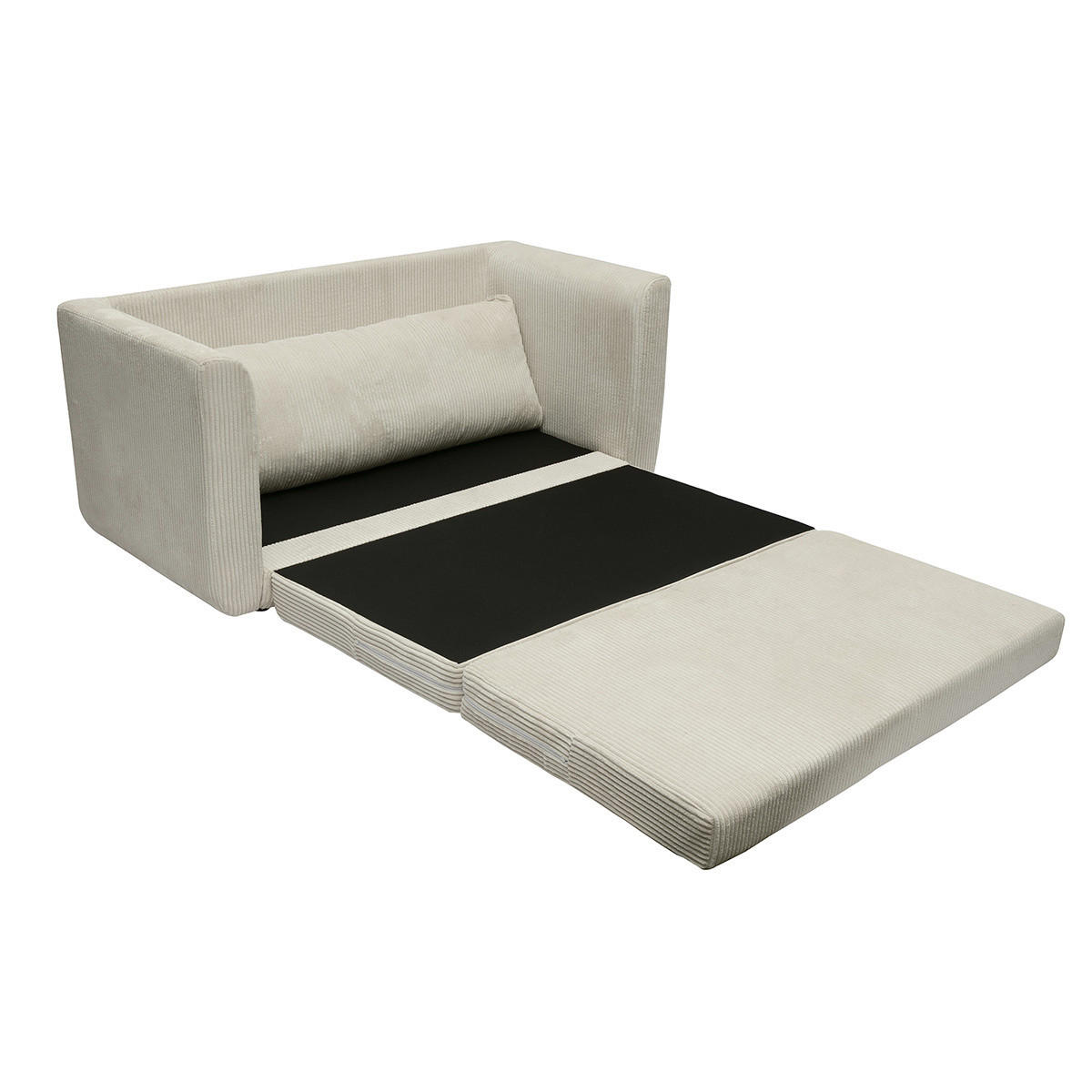 SCHLAFSOFA 2-Sitzer Beige Cordstoff LEON - Beige, Textil (71/78/147cm) - Miliboo