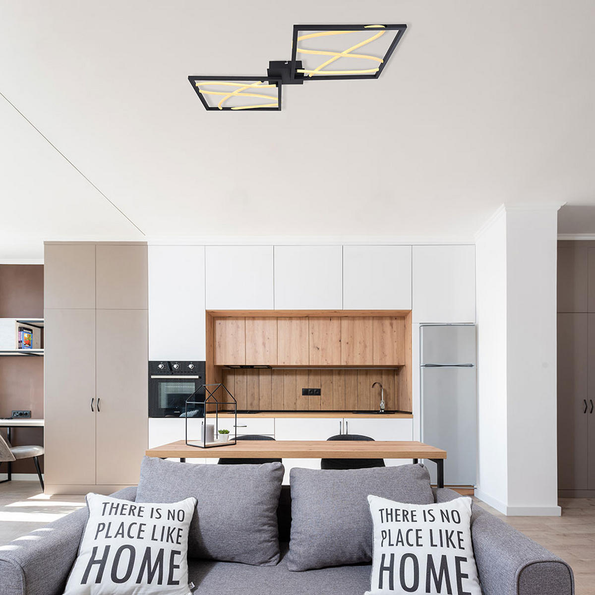 LED DECKENLEUCHTE KAIA Schwarz Aluminium - Schwarz, Metall (78.4/84/6.8cm) - Globo Lighting