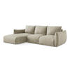 ECKSOFA mit Schlaffunktion links Chenille Stoff Beige - Beige/Schwarz, Holzwerkstoff/Kunststoff (242/162cm) - LaMiaSofa