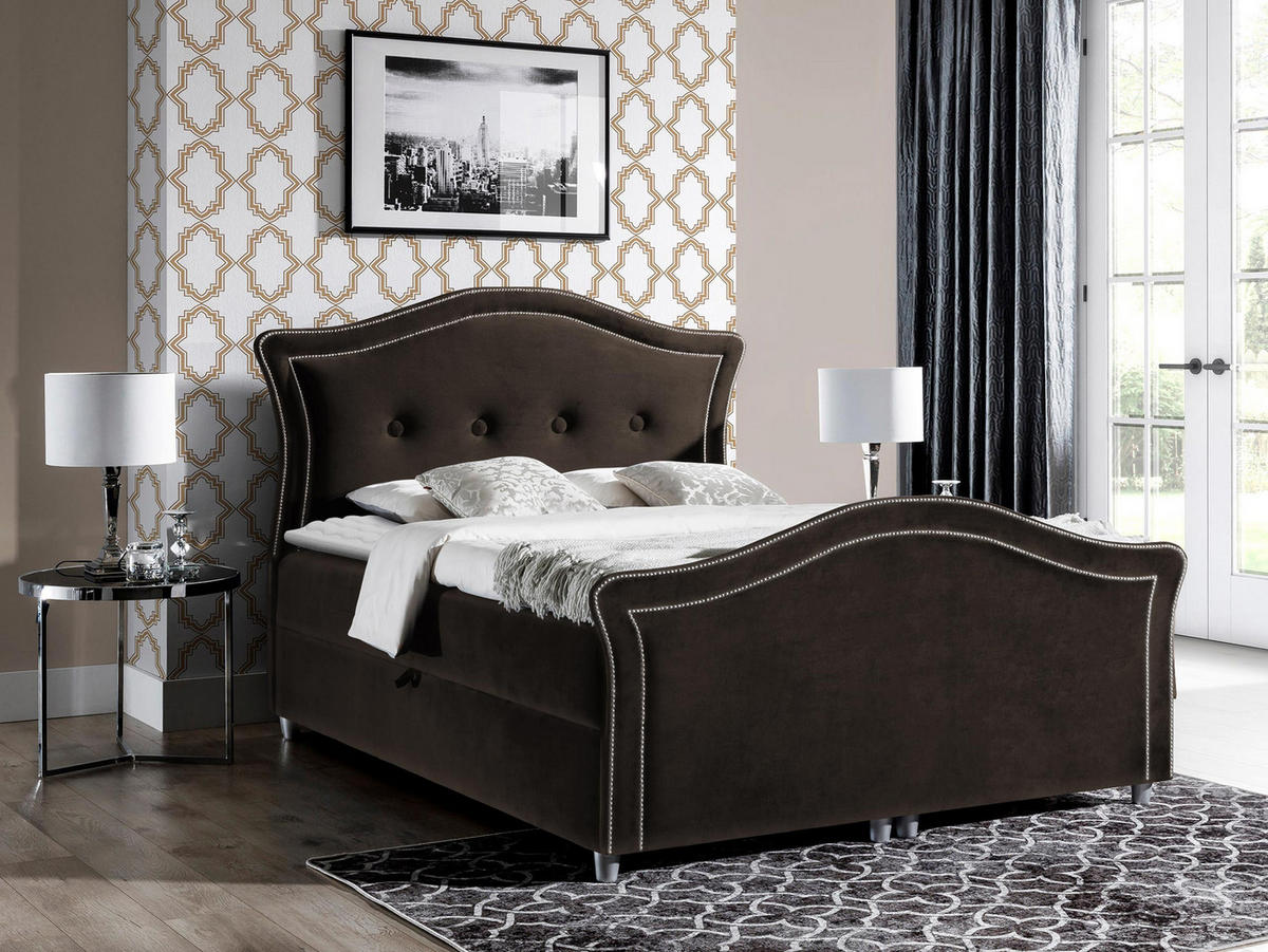 BOXBETT Bedran Lux - Silberfarben/Braun, Holz (120/200cm) - MIRJAN24