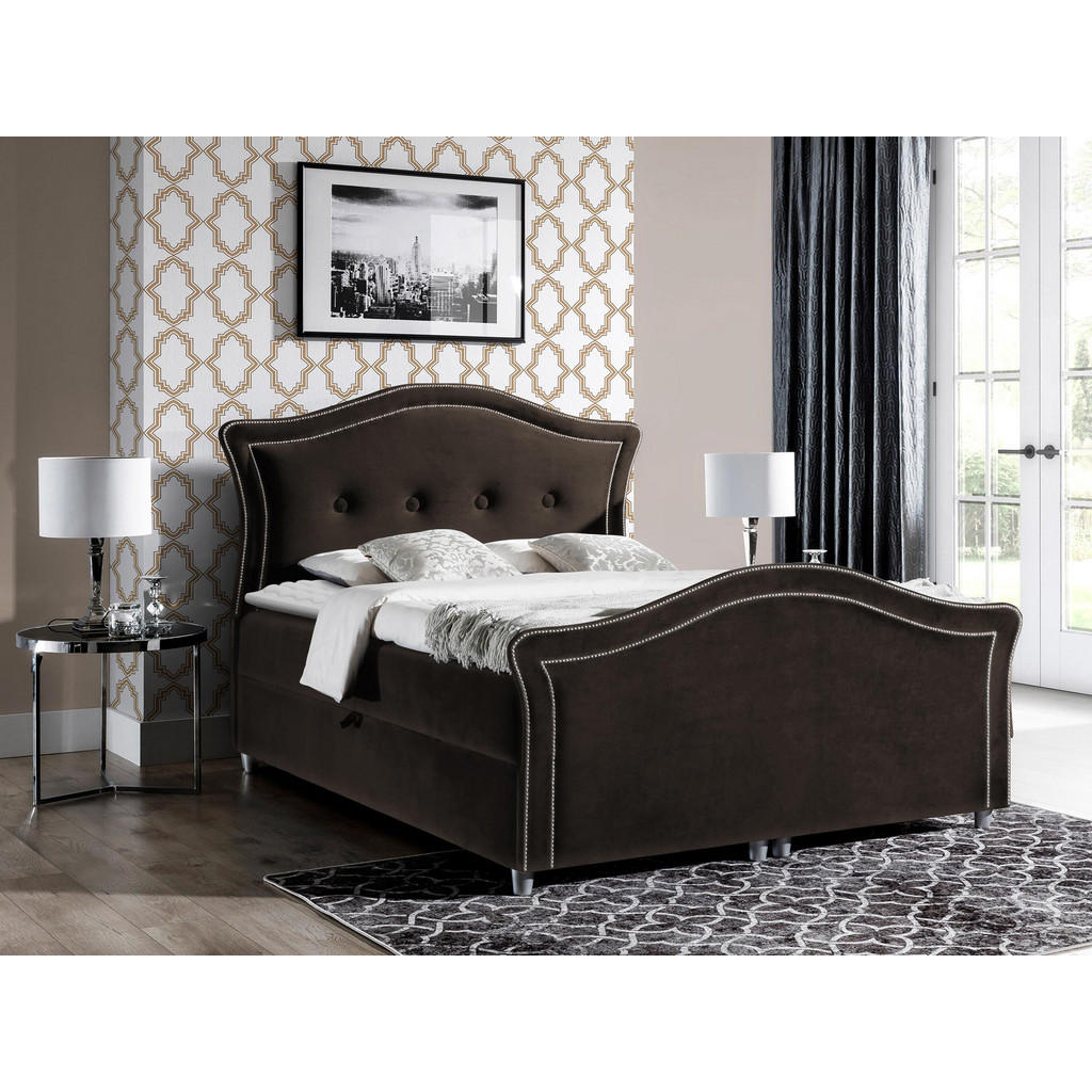 Thumbnail - Mirjan24 Boxbett, Braun, Silber, Holz, H3, 180x200 cm, Schlafzimmer, Betten, Boxspringbetten