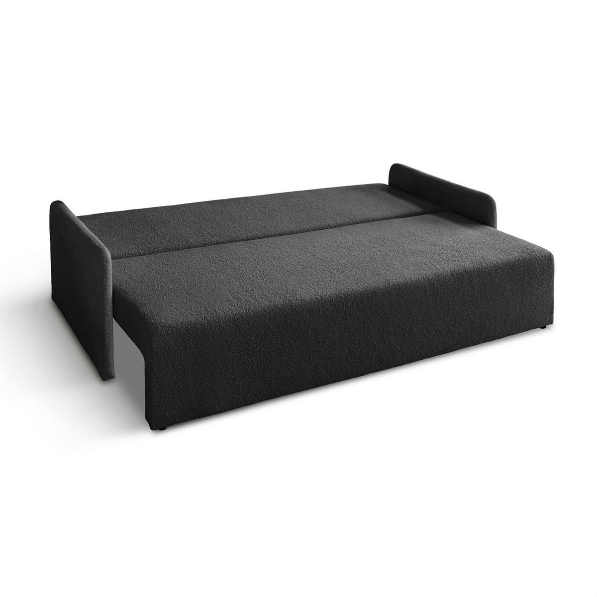 Schlafsofa CUDDLE mit Schlaffunktion und Bettkasten, Quelle 92 - Dunkelgrau, Textil (207/90/90cm) - Lookway