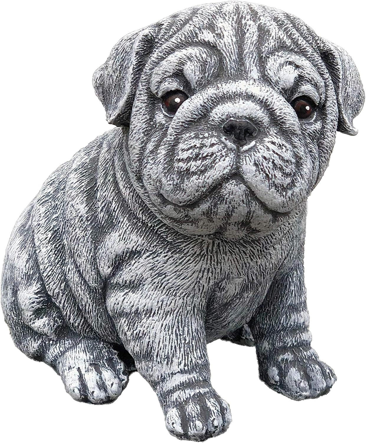 STEINFIGUR Bulldogge Welpe massiver Steinguss frostfest - Grau, Stein (14/16/16cm) - stoneandstyle