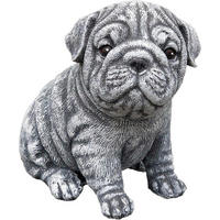 STEINFIGUR Bulldogge Welpe massiver Steinguss frostfest - Grau, Stein (14/16/16cm) - stoneandstyle