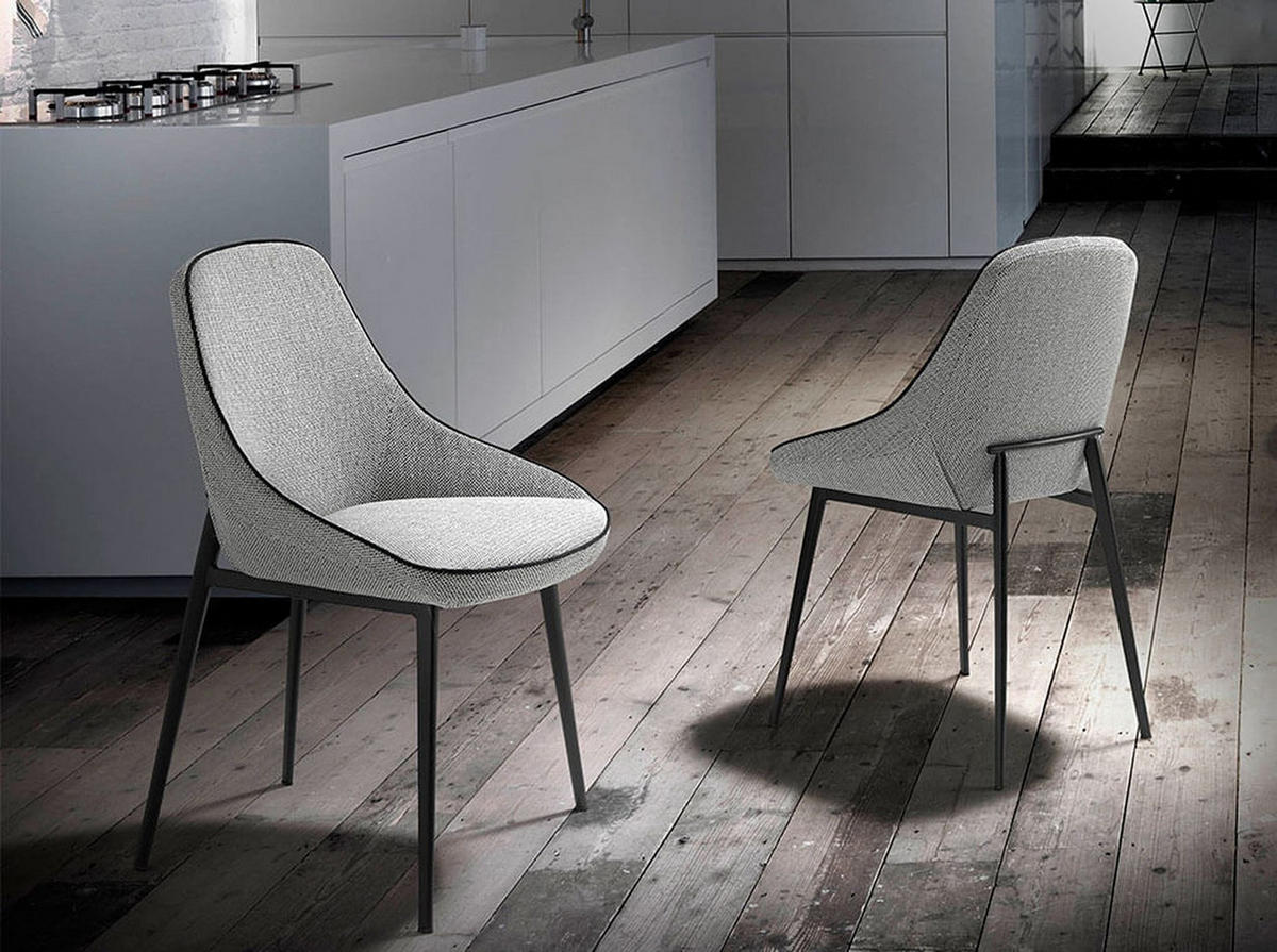 STUHL aus grauem Stoff - Schwarz/Grau, Textil/Metall (52/80/56cm) - ANGEL CERDA