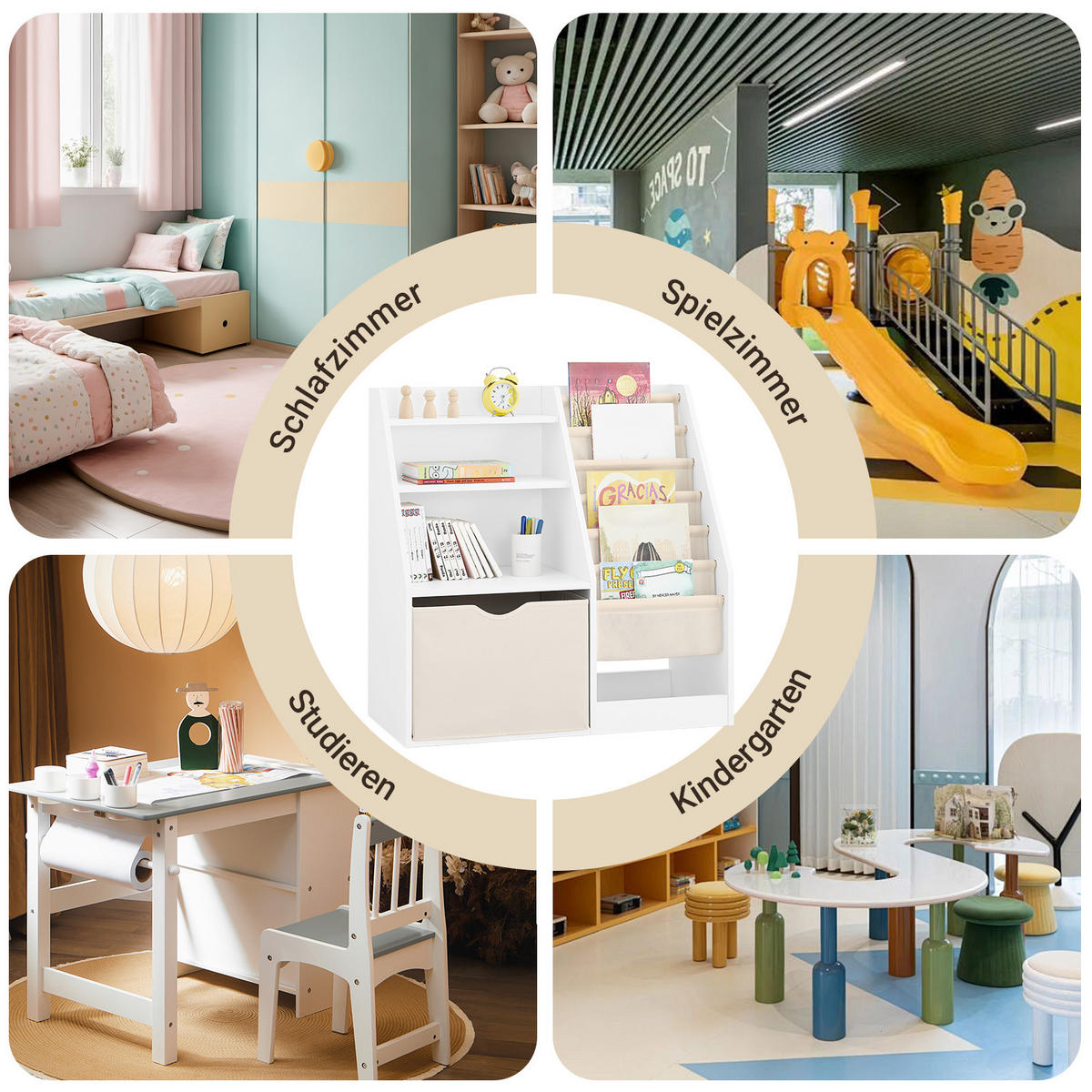 BÜCHERREGAL Kinder Weiß - Weiß, Holzwerkstoff (80/80/40cm) - SoBuy