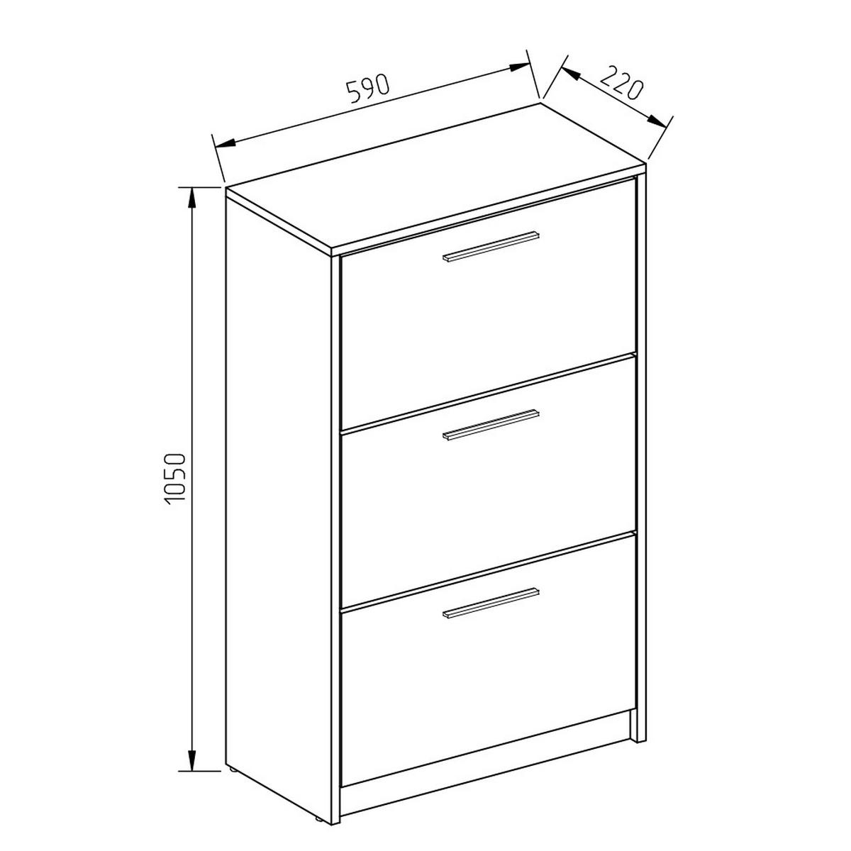 SCHUHKIPPER Gizmo Weiß Hochglanz 59 x 105 cm - Weiß Hochglanz, Holzwerkstoff (59/105/22cm) - Vicco