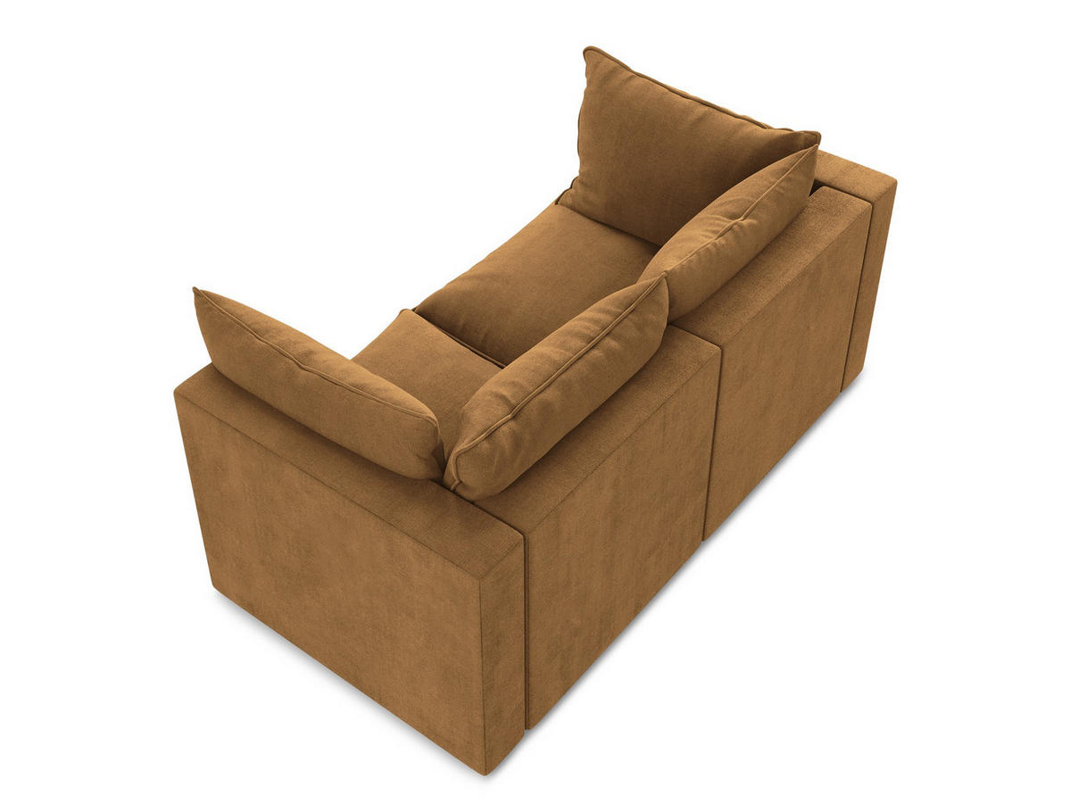 2-SITZER SOFA Strukturstoff Orange - Terra cotta/Schwarz, Holzwerkstoff/Kunststoff (180/77/90cm) - Makamii