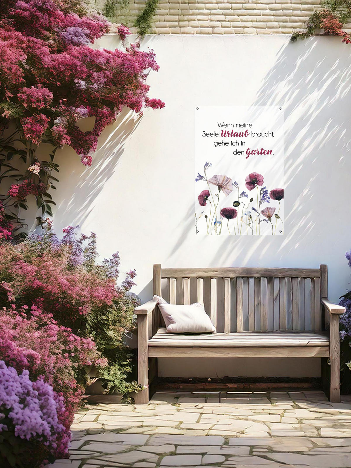 GARTEN-POSTER 60x90 cm Spruch Blumen - Weiß, Kunststoff (60/90/2cm) - artissimo