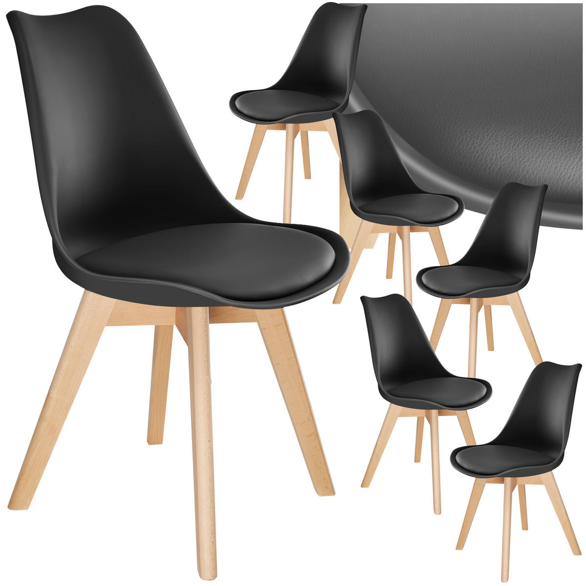 ESSZIMMERSTUHL 6er Set Friederike 49 x 56 x 82,5 cm schwarz - Schwarz, Textil (49/82.5/56cm) - tectake