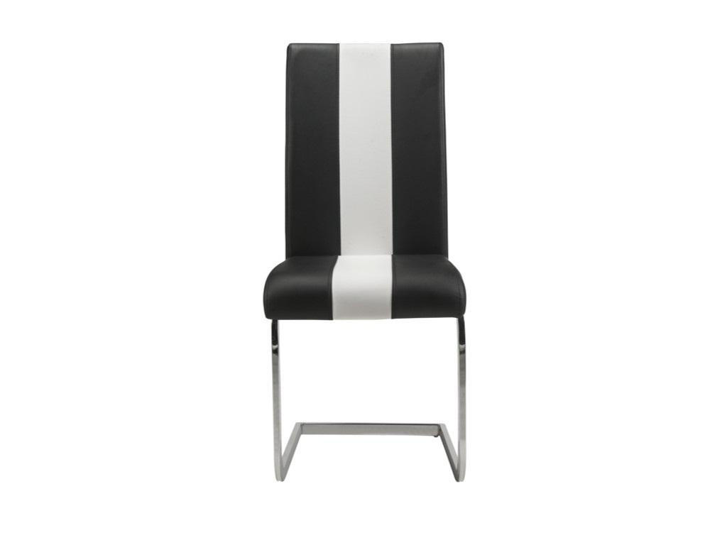 STUHL 4er-Set - Kunstleder - Schwarz & Weiß - TRINITY - Schwarz, Leder (42.5/100/58cm) - Vente-Unique