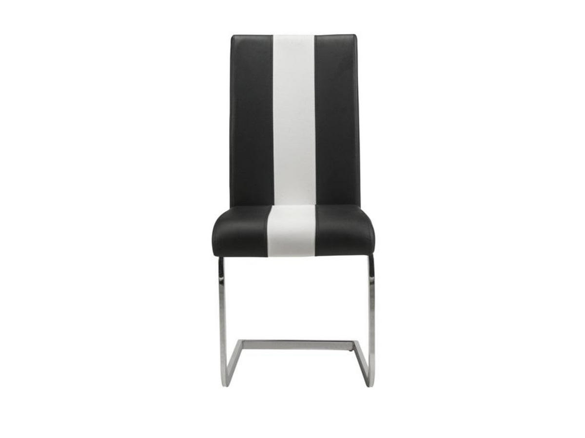 STUHL 4er-Set - Kunstleder - Schwarz & Weiß - TRINITY - Schwarz, Leder (42.5/100/58cm) - Vente-Unique