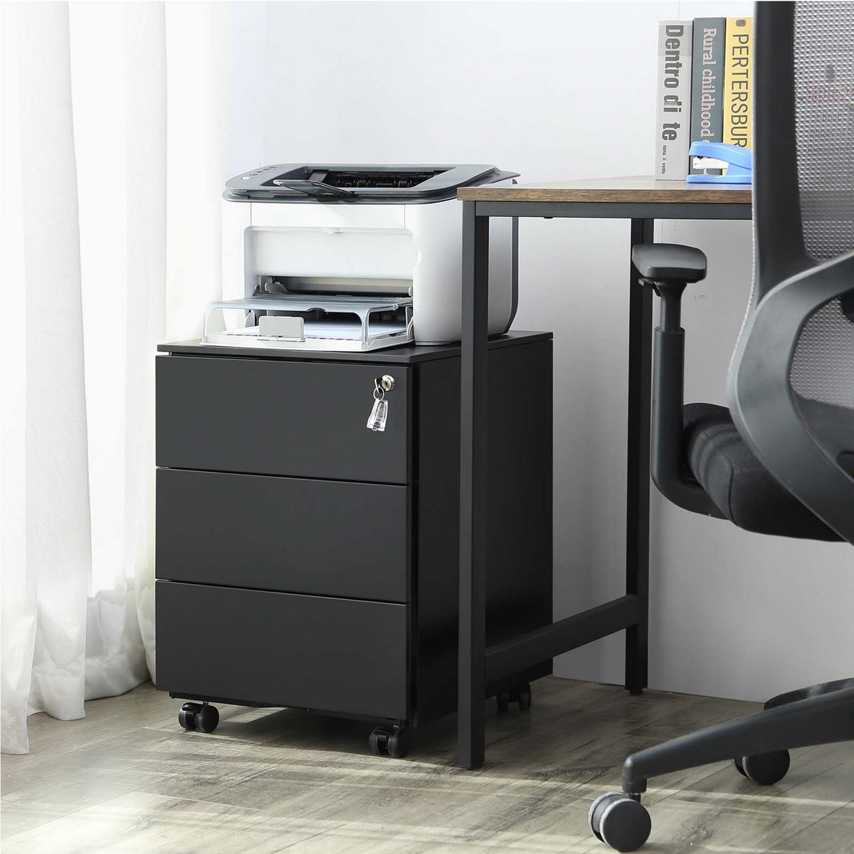 ROLLCONTAINER - Schwarz, Metall (45/55/39cm) - Hansiro