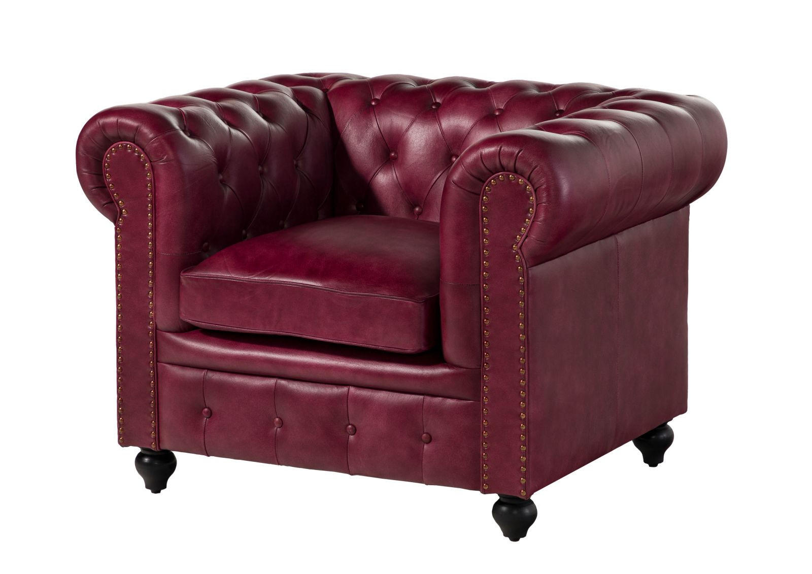 SESSEL Echtleder 105x82x75 rot CHESTERFIELD #402 - Rot, Leder (105/75/82cm) - Massivmoebel24