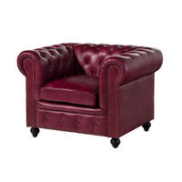 SESSEL Echtleder 105x82x75 rot CHESTERFIELD #402 - Rot, Leder (105/75/82cm) - Massivmoebel24