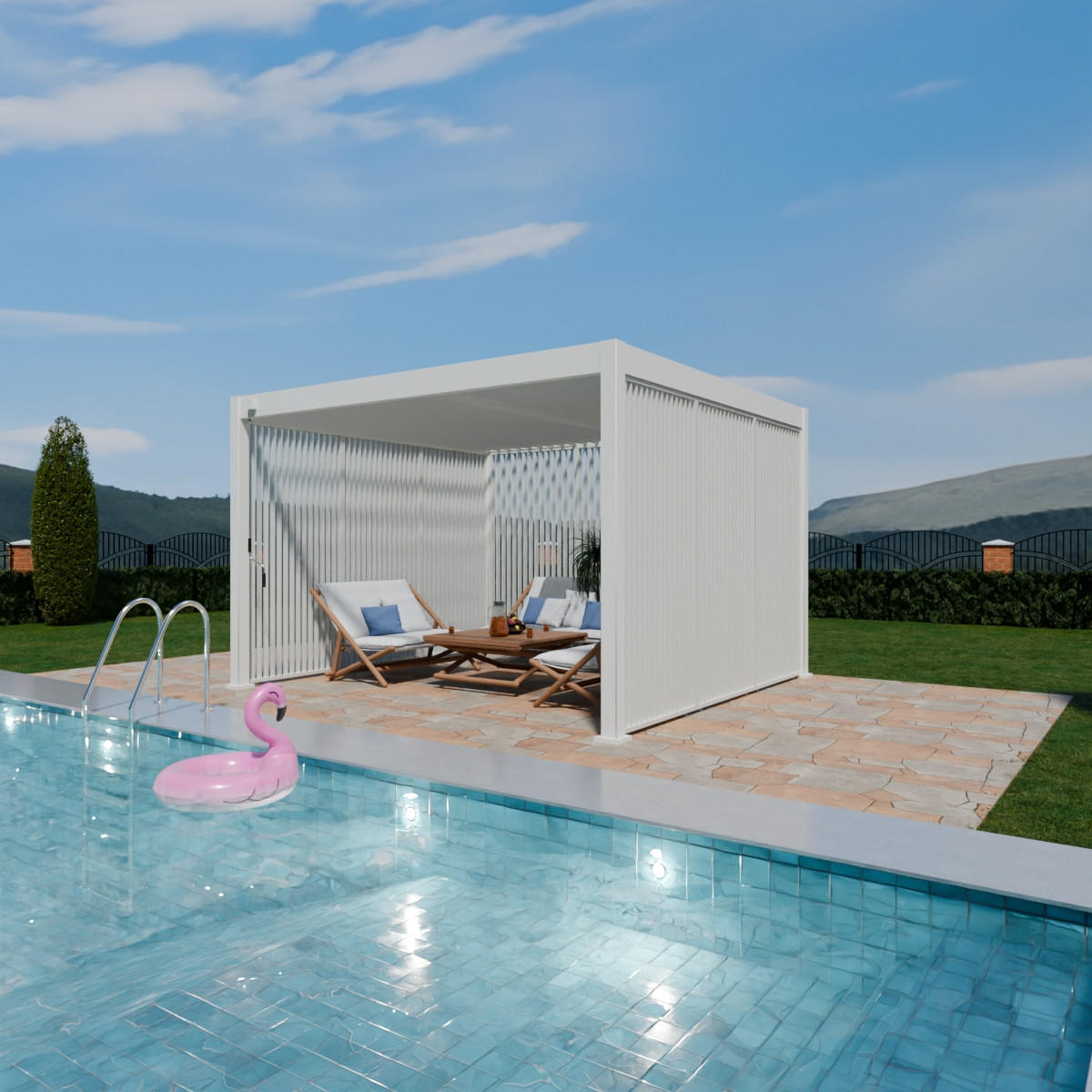 PERGOLINE Vertikale Lamellenwand Paneel 123 cm Zubehör für Trumpf & Superior Pergola Aluminium Weiß - Weiß, Metall (6/235/123cm) - PergoLine