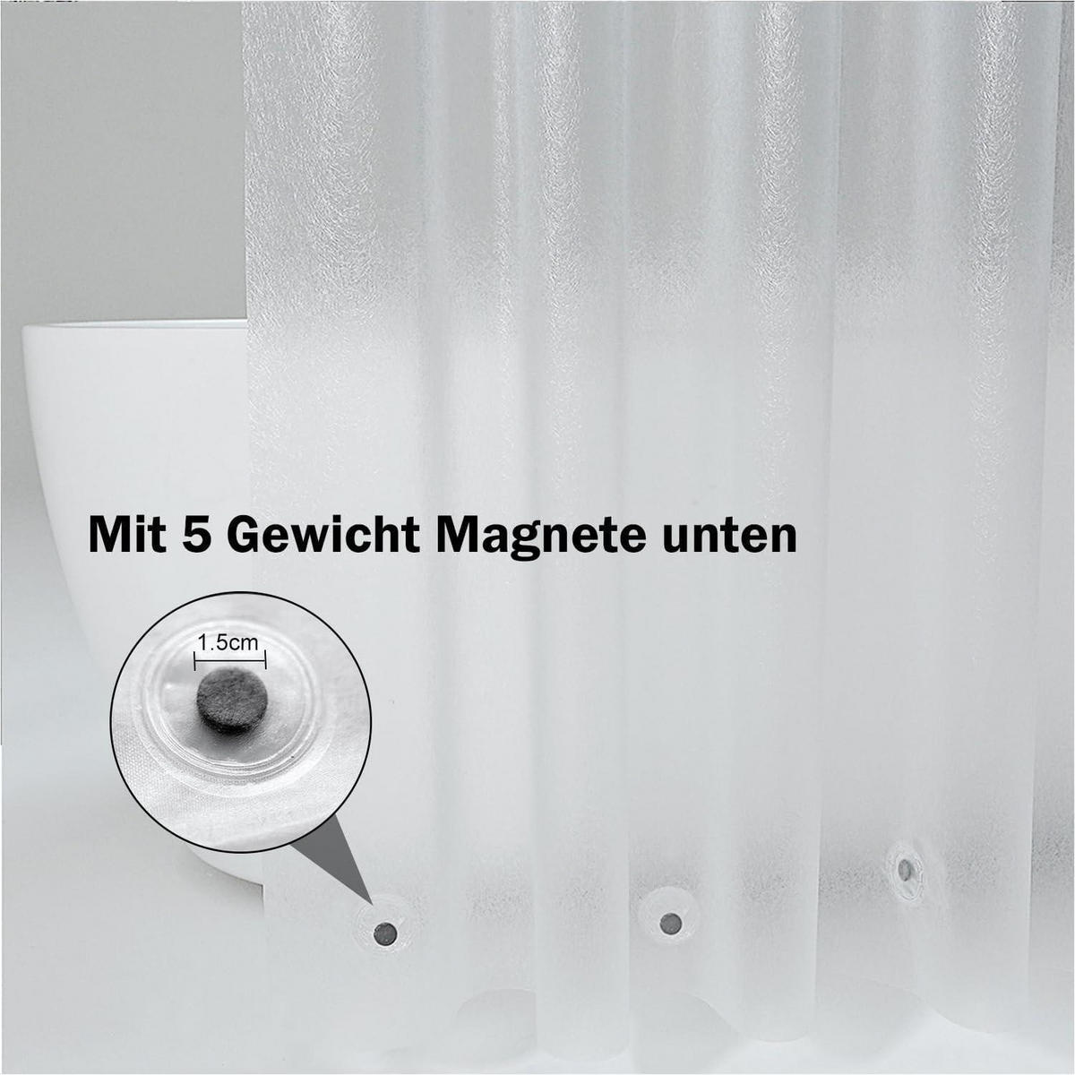 DUSCHVORHANG Transparent Weiß 180 x 200 cm - Transparent, Kunststoff (180/200cm)