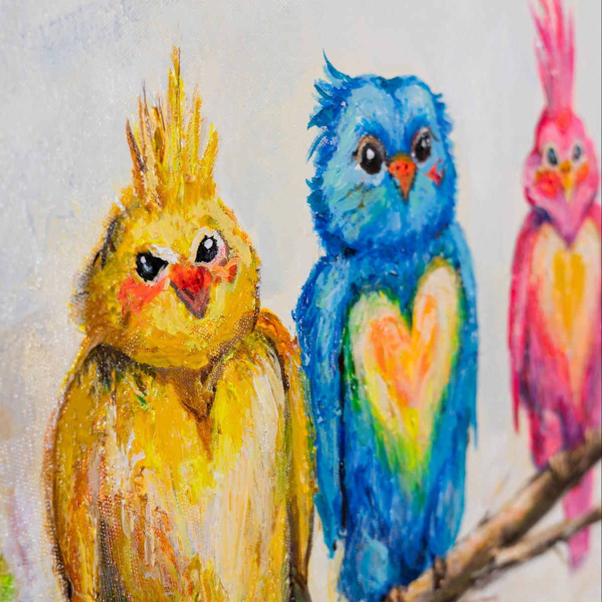 GEMÄLDE Vogelgesellschaft Schattenfugenrahmen Beige 70x50 cm - Beige, Holz (70/50cm) - YS-art gallery
