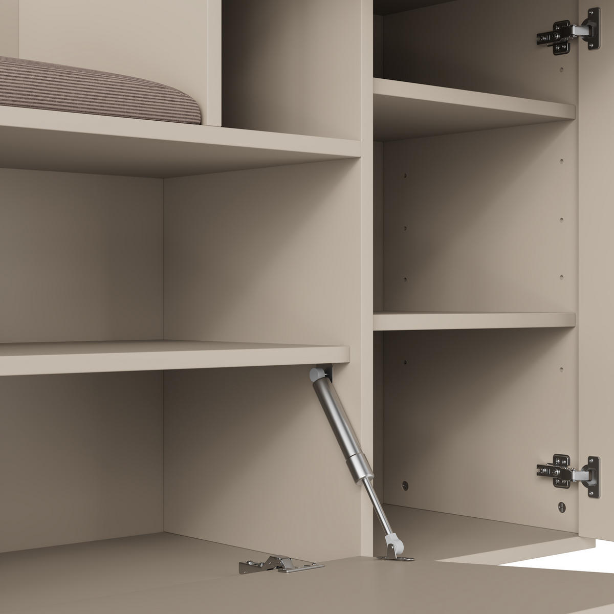 GARDEROBE FÜR FLUR - kombischrank mit Spiegel, Sitzbank und Stauraum - Beige, Glas/Holzwerkstoff (110/185.5/37cm) - Urban Meuble