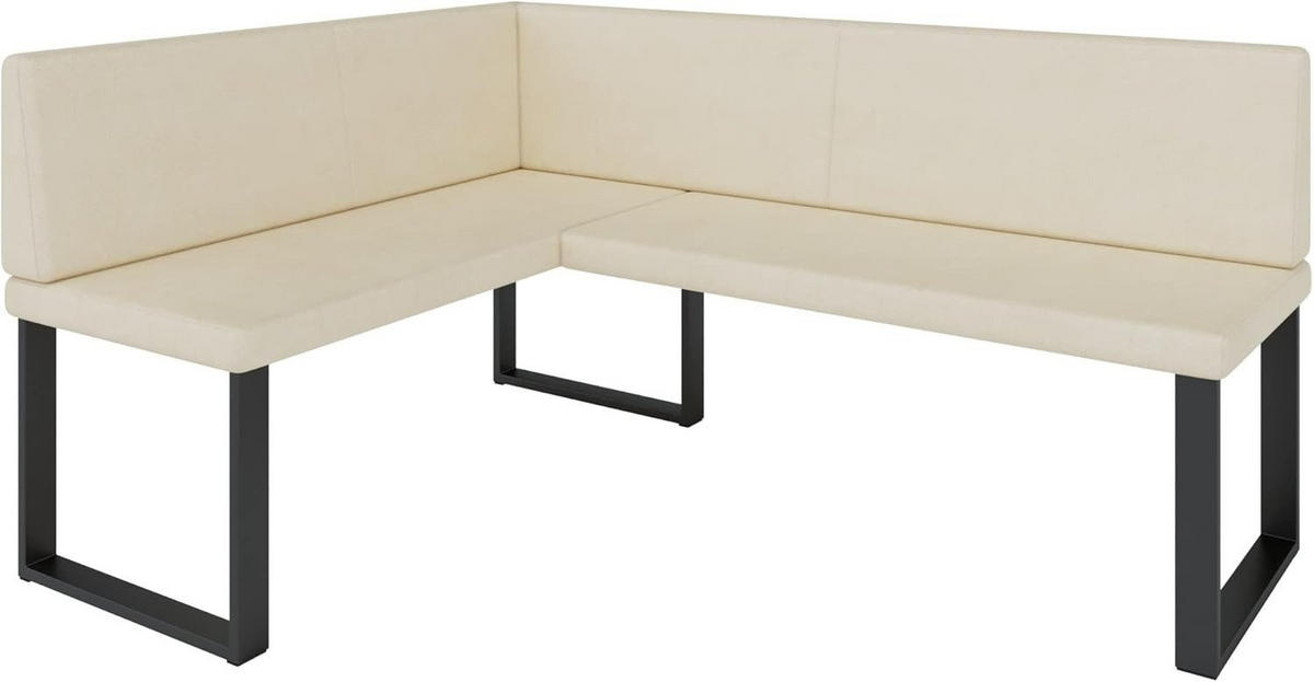 ECKBANK Alina - Kunstleder - 128 x 168 cm - Links - Beige - Beige, Leder/Metall (168/128cm) - AN-Moebel 4u