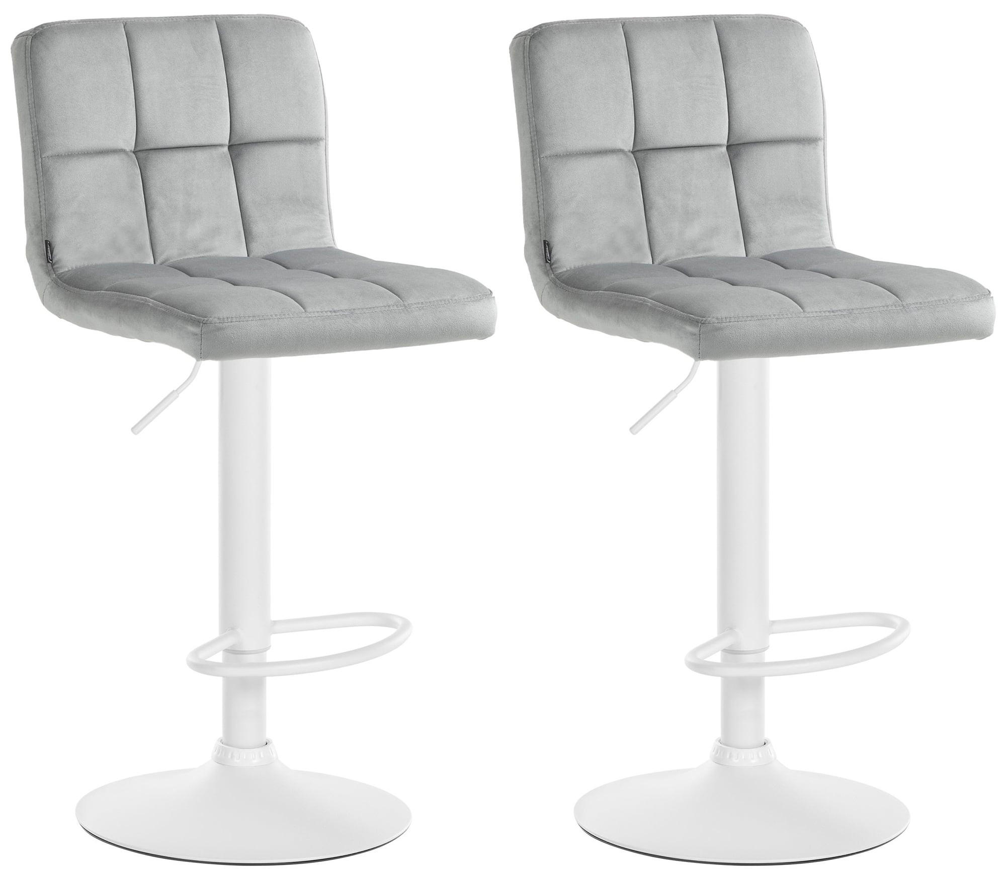 BARHOCKER 2er Set Samt grau - Weiß/Grau, Textil/Metall (46/94/47cm) - CLP