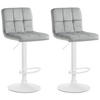BARHOCKER 2er Set Samt grau - Weiß/Grau, Textil/Metall (46/94/47cm) - CLP