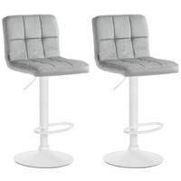 BARHOCKER 2er Set Samt grau - Weiß/Grau, Textil/Metall (46/94/47cm) - CLP