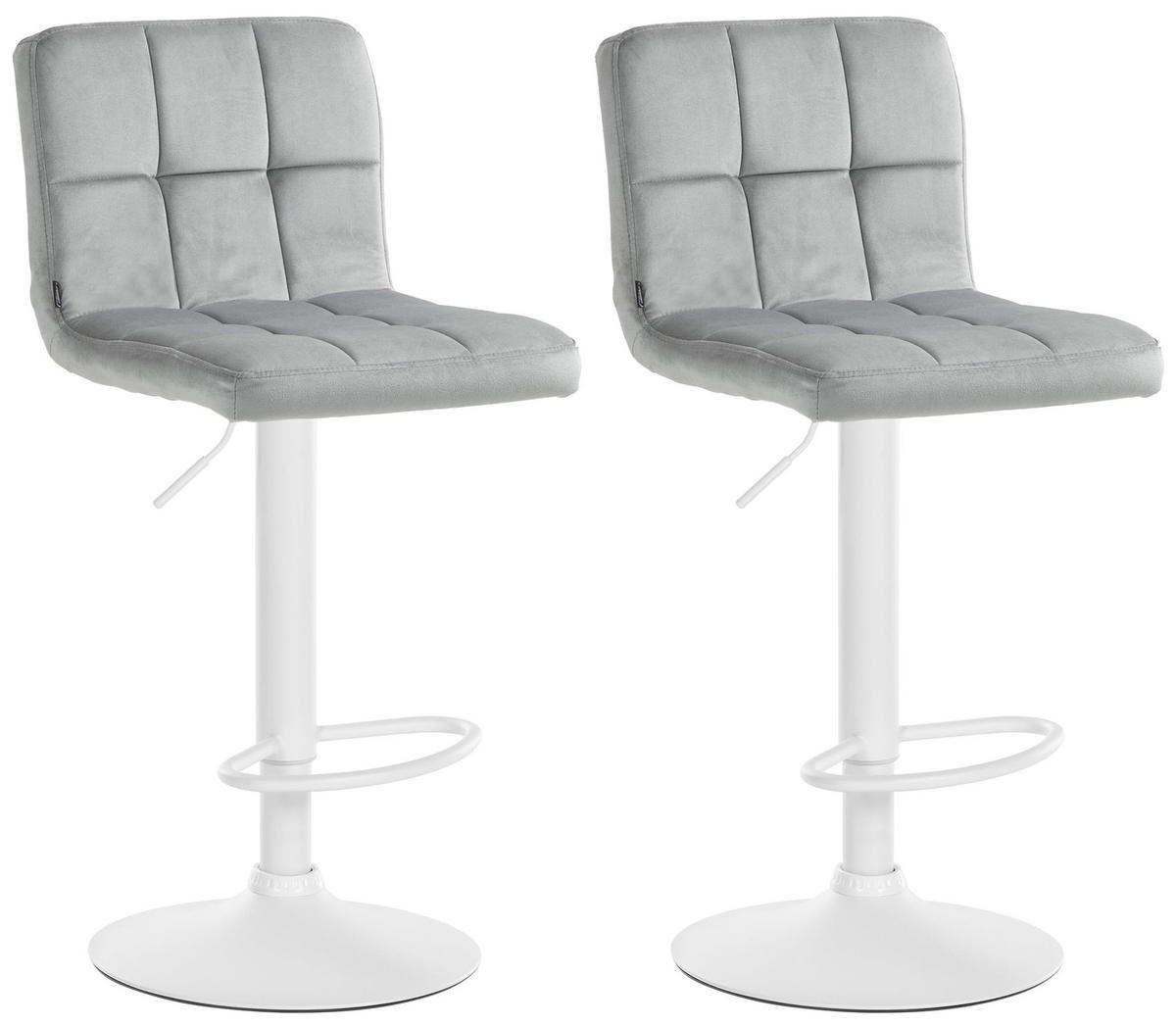 BARHOCKER 2er Set Samt grau - Weiß/Grau, Textil/Metall (46/94/47cm) - CLP