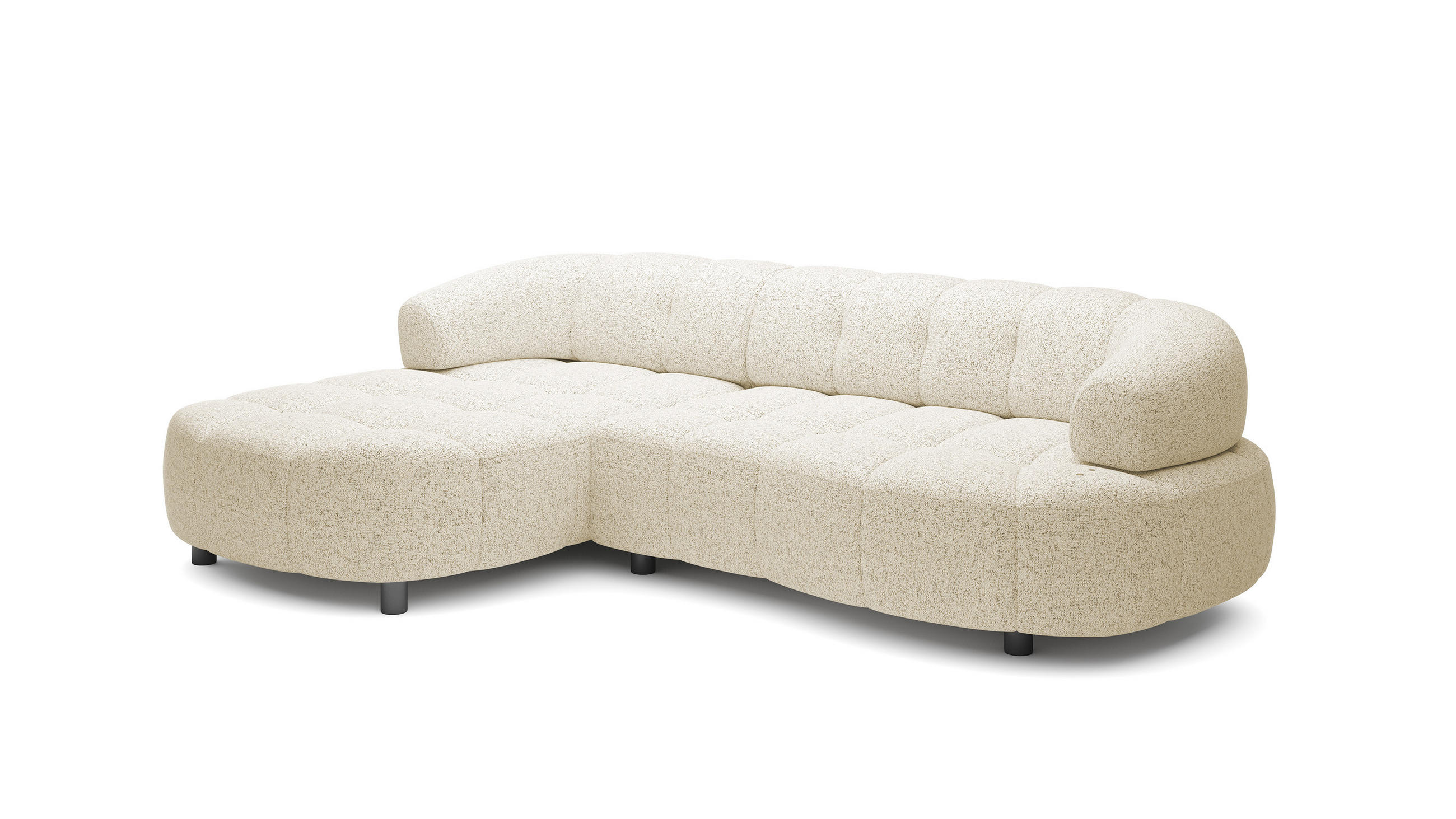 ECKSOFA WESPER S - Eckcouch Mit Elektrischer Sitzverstellung, L-förmig, Freistehend, Relaxfunktion, 183x284x79cm Linke, Beige - Beige, Holz/Textil (113/284cm) - DomoHome