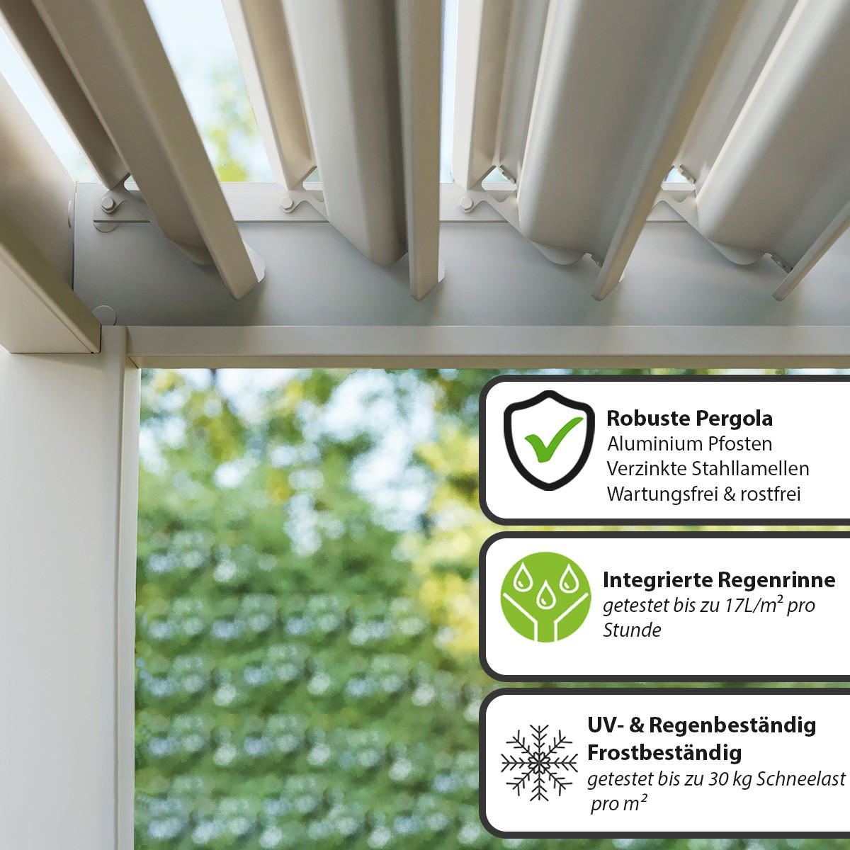 PERGOLA Classic Pavillon Terrassenüberdachung Aluminium 3 x 3,6 m Ivory Sand - Beige, Metall (300/255/360cm) - WEIDE