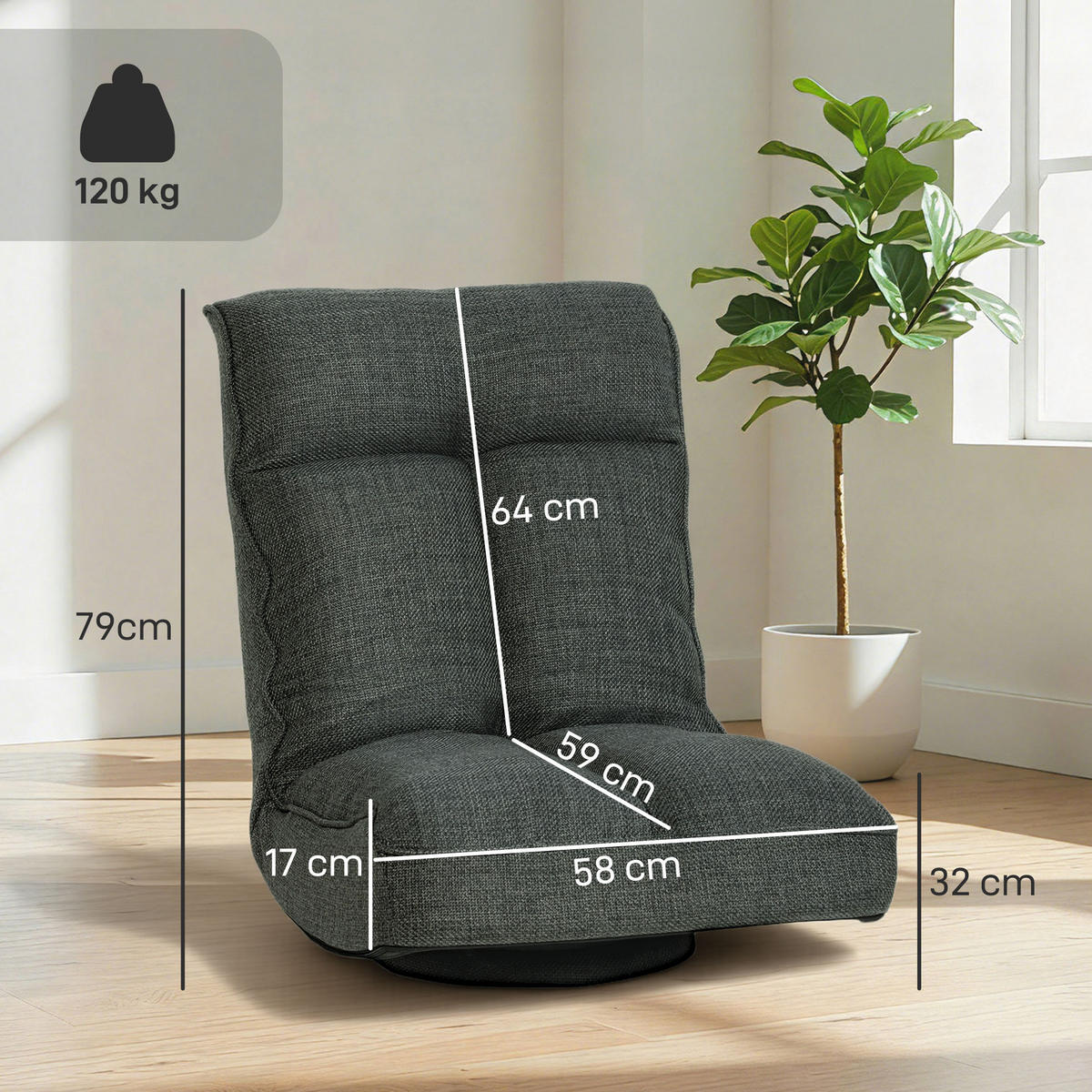 SCHLAFSESSEL DE-13494 Grau - Grau, Textil (58/79/107cm) - ComfortXL
