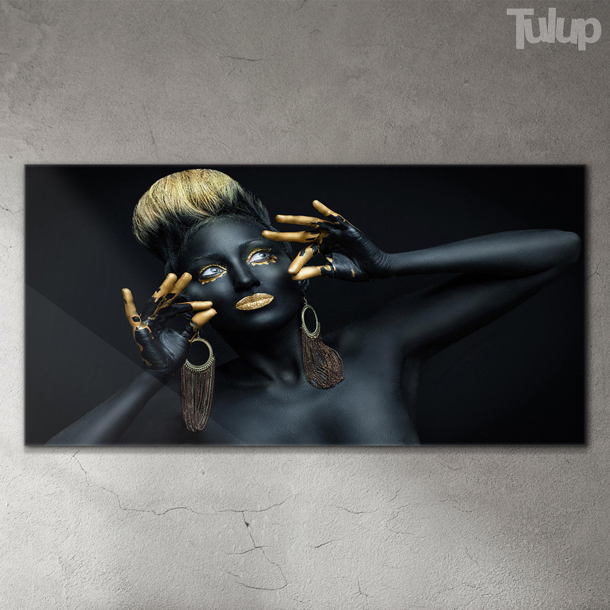 GLASBILD 120x60 cm Frau - Dunkelgelb/Schwarz, Glas (120/60cm) - TULUP