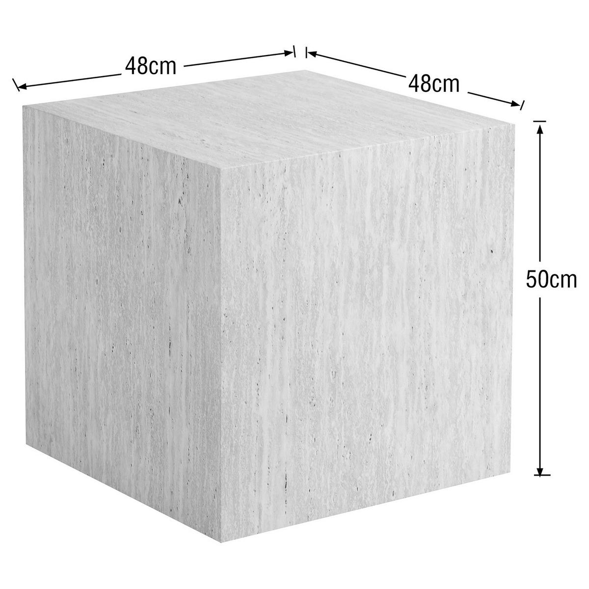 COUCHTISCH - quadratisch 48 cm - Travertin Dekor - Beige, Holzwerkstoff (48/48/50cm) - home24