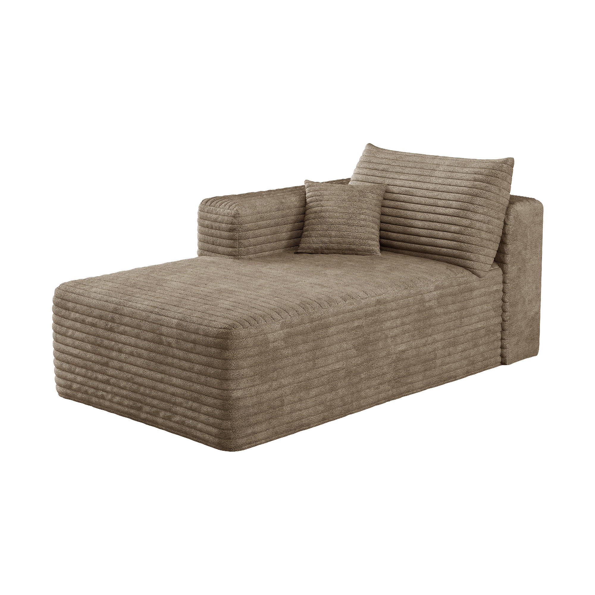RÉCAMIERE DE-34736 rechte Chaiselongue mit Corduroy Kamel - Sandfarben, Textil (90/58/151cm) - ComfortXL